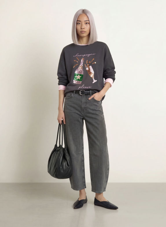 miss goodlife Sweatshirt mit Pailletten DUNKELGRAU / ROSÉGOLD / GRÜN