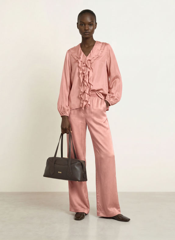 HEMISPHERE Satinhose mit Seide ROSÉ