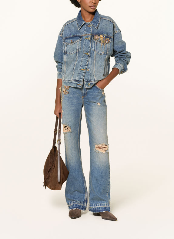 LIU JO GIGI Denim Jacket with Rhinestones 79240 Den.Blue dirty clips