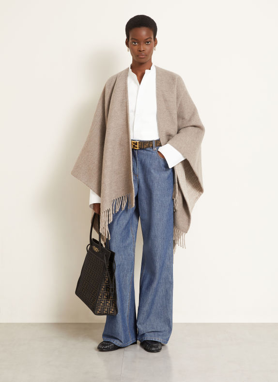 FENDI Cape en cachemire GRIS