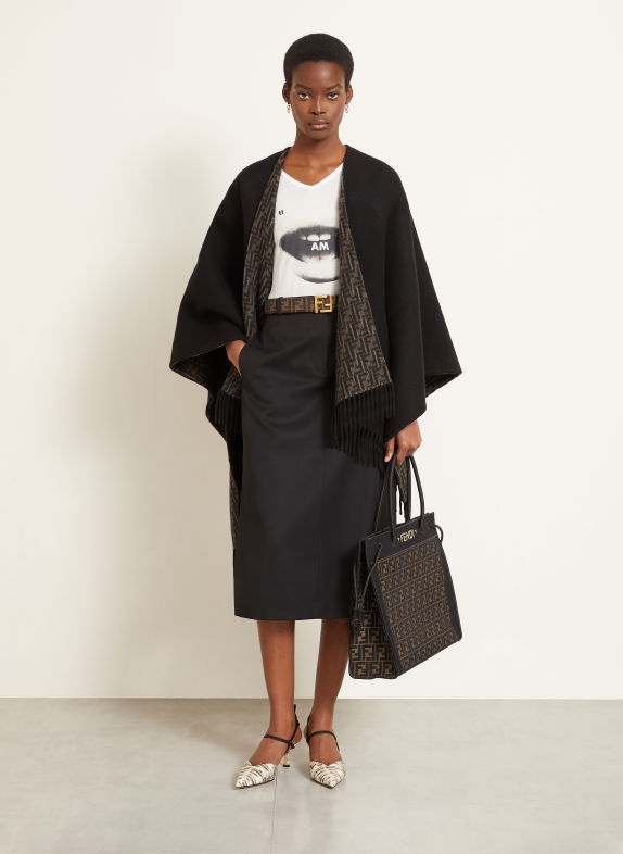 FENDI Cape met kasjmier ZWART