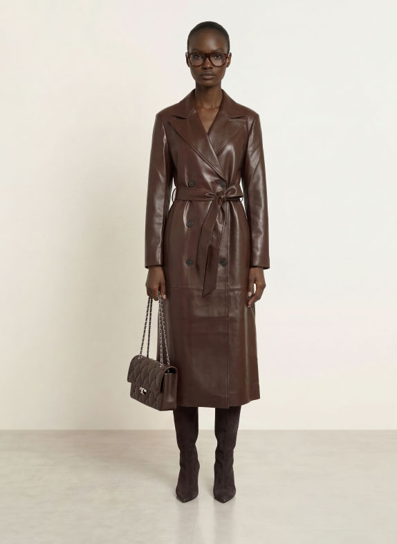 Source Unknown Trenchcoat BRIELLA in leerlook DONKERROOD