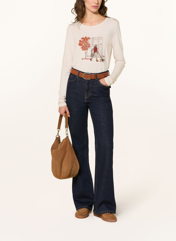monari Long-sleeve shirt with gemstones ECRU / GRAY / DARK RED