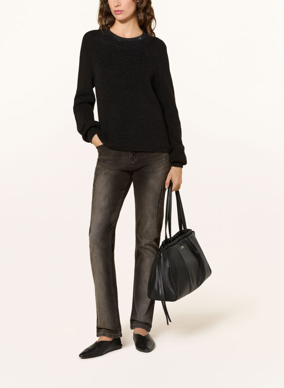 monari Straight jeans with rhinestones 999 SCHWARZ
