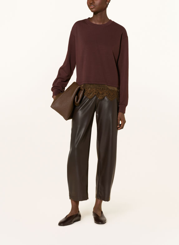monari Sweatshirt with lace DARK BROWN