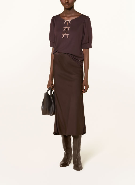monari Shirt blouse with rhinestones DARK BROWN / COGNAC