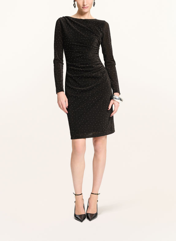 SWING Velvet cocktail dress with rhinestones BLACK / SILVER