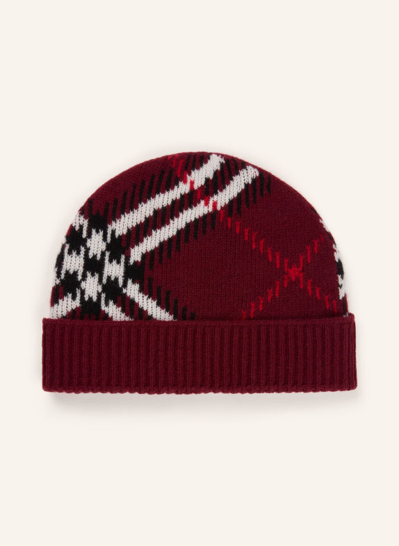 BURBERRY Hue med kashmir MØRKERØD / HVID / SORT