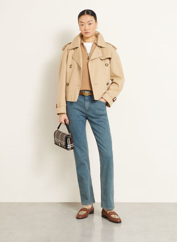 BURBERRY Torebka CIEMNOBRĄZOWY / BIAŁY / CZARNY