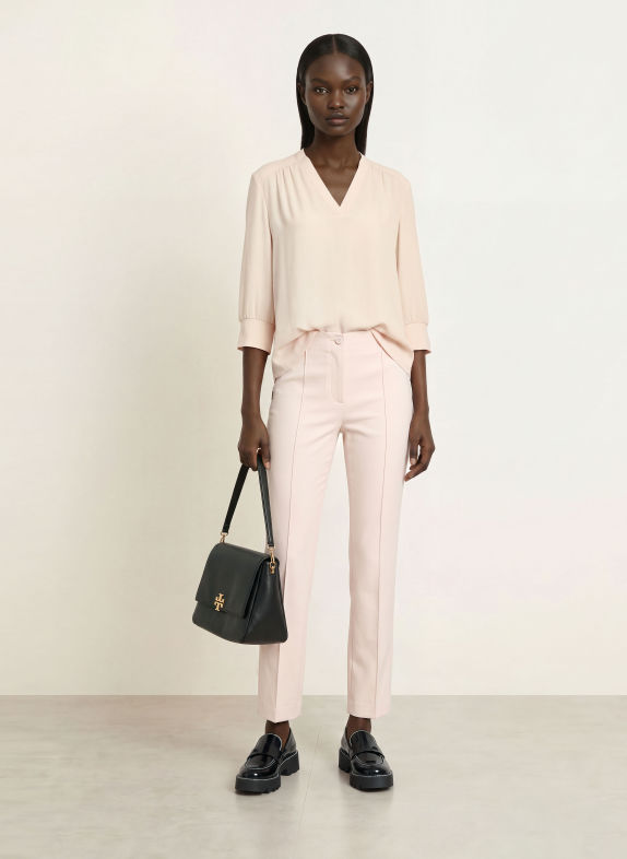 MARC CAIN Skjortblus i materialmix med 3/4-ärmar 153 Magnolia