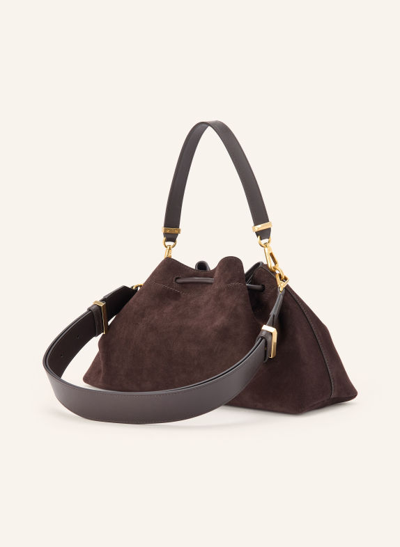 JIMMY CHOO Vaková kabelka BON BON TMAVĚ HNĚDÁ / ZLATÁ