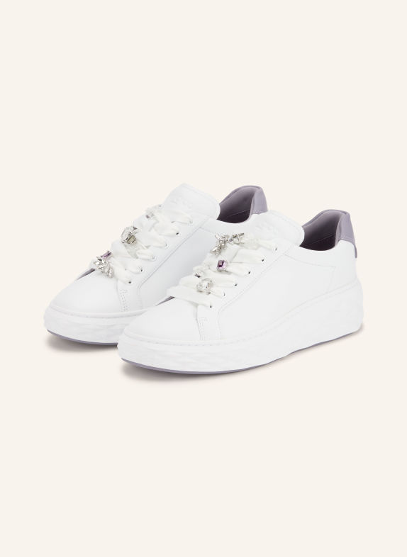 JIMMY CHOO Sneakersy s ozdobnými kamínky BÍLÁ / SVĚTLE FIALOVÁ