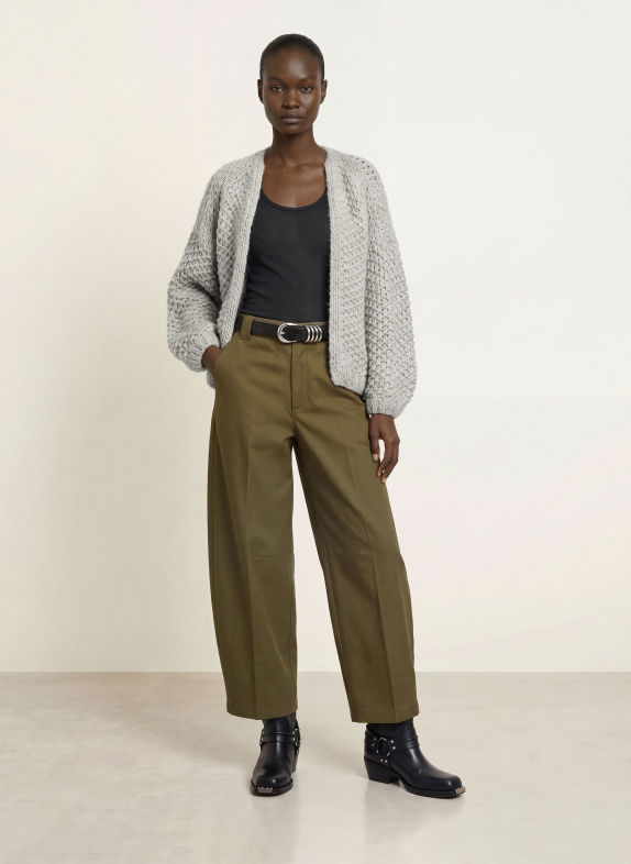 MAIAMI Gilet ouvert en maille avec de l'alpaga GRIS