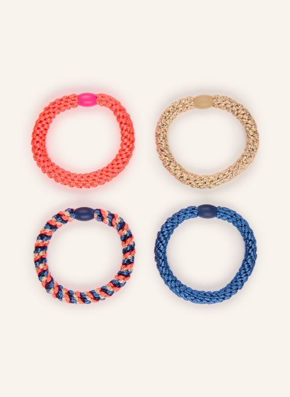 KKNEKKI 4er-Set Haargummis NEONROT / GOLD / BLAU