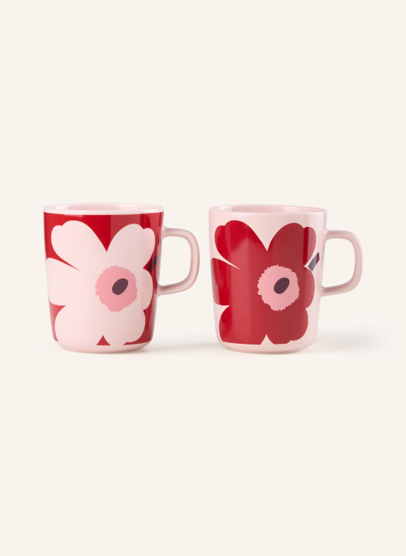 marimekko Lot de 2 mugs à anse JUHLA ROSE / ROSE CLAIR / ROUGE FONCÉ