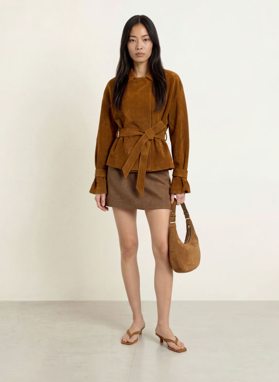 NINETY-9 ROMY Jacket in faux leather BROWN