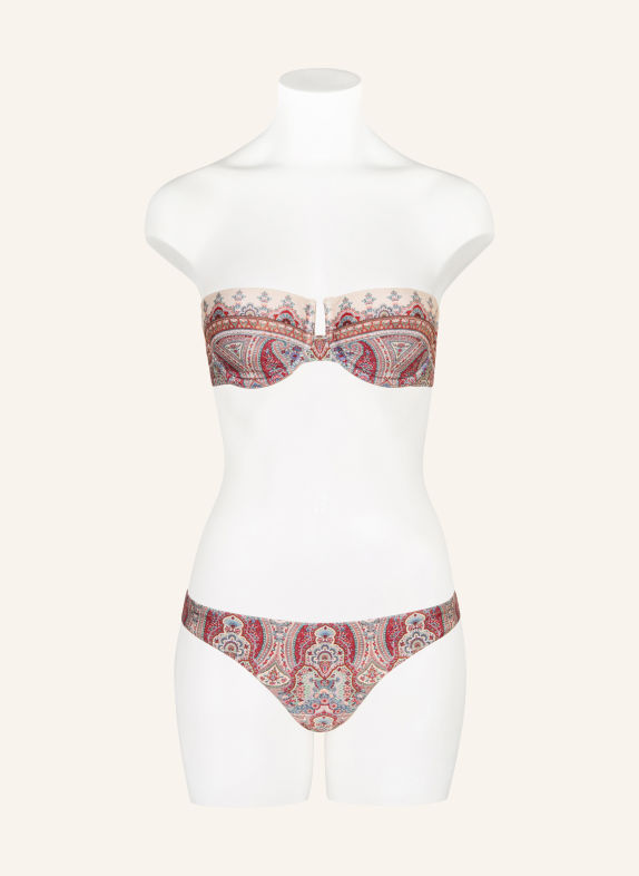 ZIMMERMANN FAIRLIGHT Bandeau bikini top BEIGE / DARK RED / TEAL