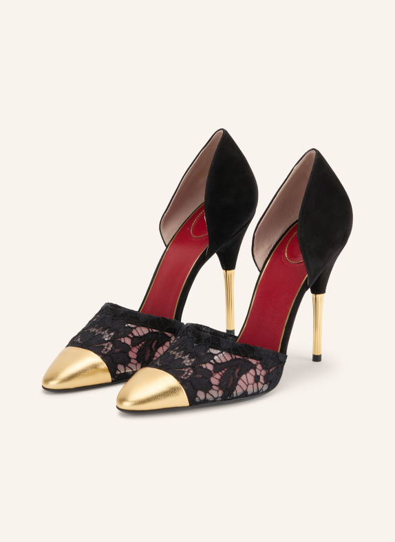 VALENTINO GARAVANI Escarpins SINEAD en dentelle NOIR / OR
