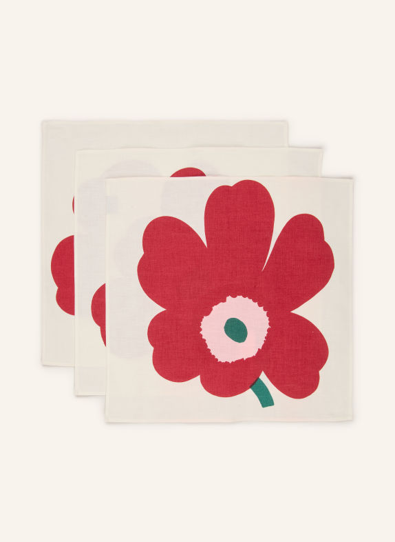 marimekko Set of 3 UNIKKO Cloth Napkins BEIGE / ROSE / FUCHSIA