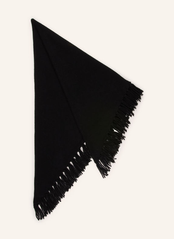 darling harbour Triangular scarf with cashmere BLACK