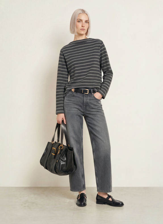 Marc O'Polo Sweatshirt GRIS FONCÉ / BLANC