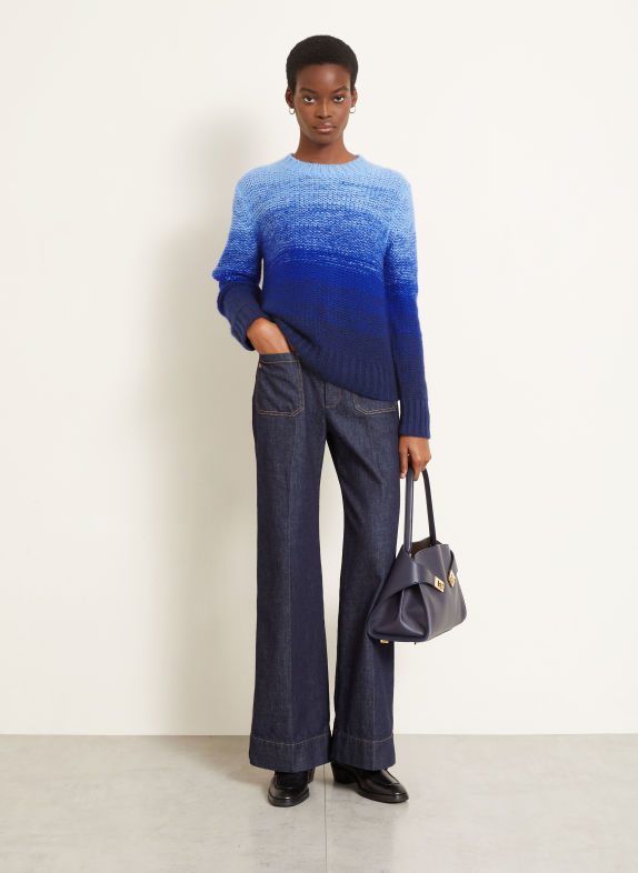 IRIS von ARNIM Pull RAINBOW DEGRADÉ 50 avec cachemire BLEU FONCÉ / BLEU CLAIR