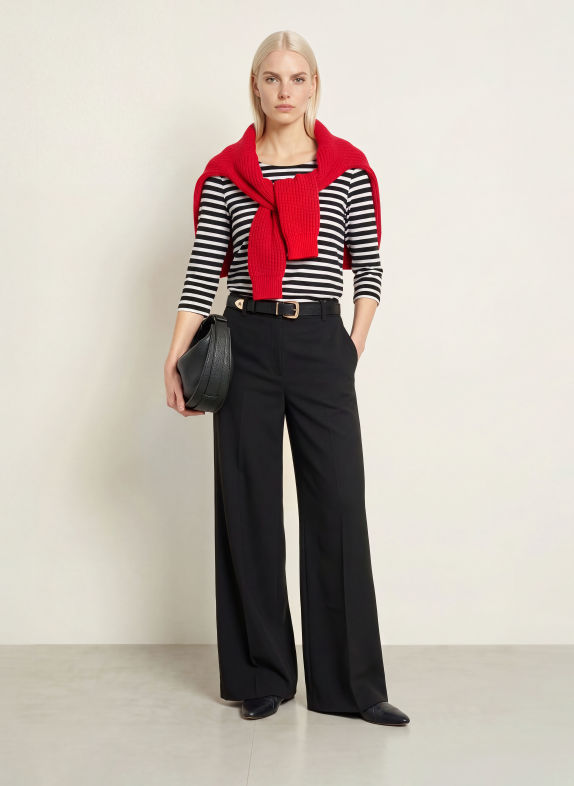 darling harbour Shirt with 3/4 sleeves black / white