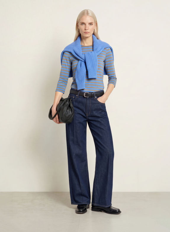darling harbour Shirt with 3/4 sleeves light olive / cornflower blue