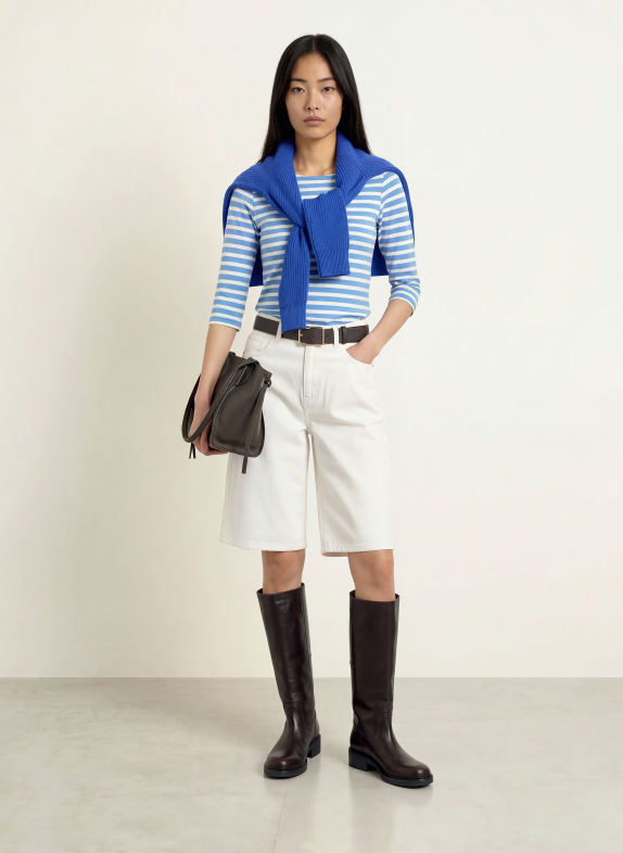 darling harbour Haut à manches 3/4 cornflower blue / white