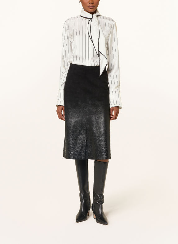 DOROTHEE SCHUMACHER Blouse à lavallière STRIPES WITH A TWIST en soie BLANC / NOIR