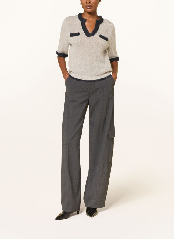 DOROTHEE SCHUMACHER LUXURY LOVE Cashmere Knit Shirt BEIGE / DARK GRAY