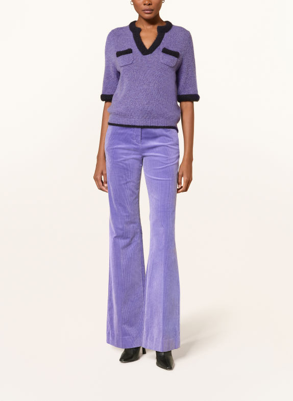 DOROTHEE SCHUMACHER LUXURY LOVE Cashmere Knit Shirt PURPLE / BLACK