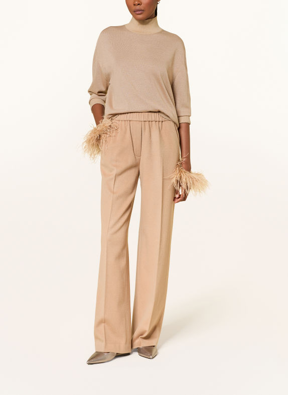 DOROTHEE SCHUMACHER SHIMMERING MERINO Sweater with 3/4-Sleeve CAMEL