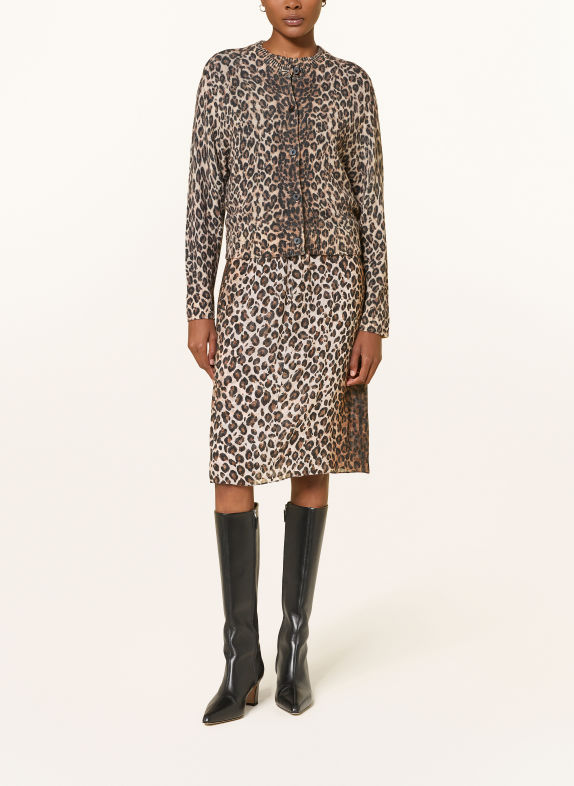 DOROTHEE SCHUMACHER LEOPARD STATEMENTS Cardigan with Cashmere BEIGE / BROWN / BLACK