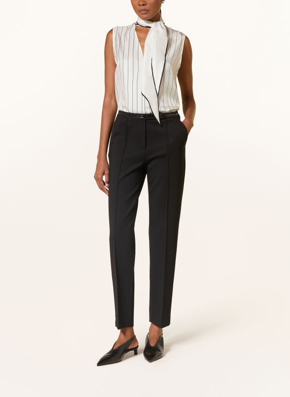 DOROTHEE SCHUMACHER Seidentop STRIPES WITH A TWIST mit Schluppe WEISS / SCHWARZ