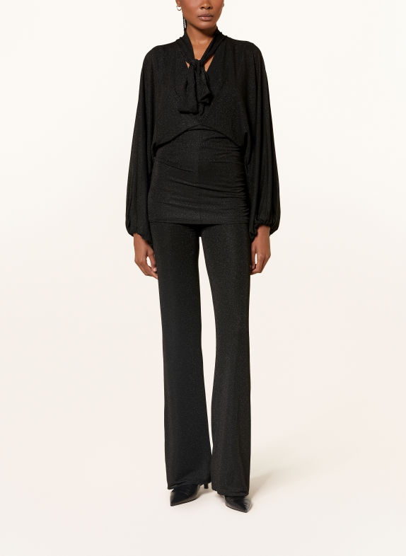 DOROTHEE SCHUMACHER SOFT SHIMMER Wide-leg trousers with Glitter Yarn BLACK