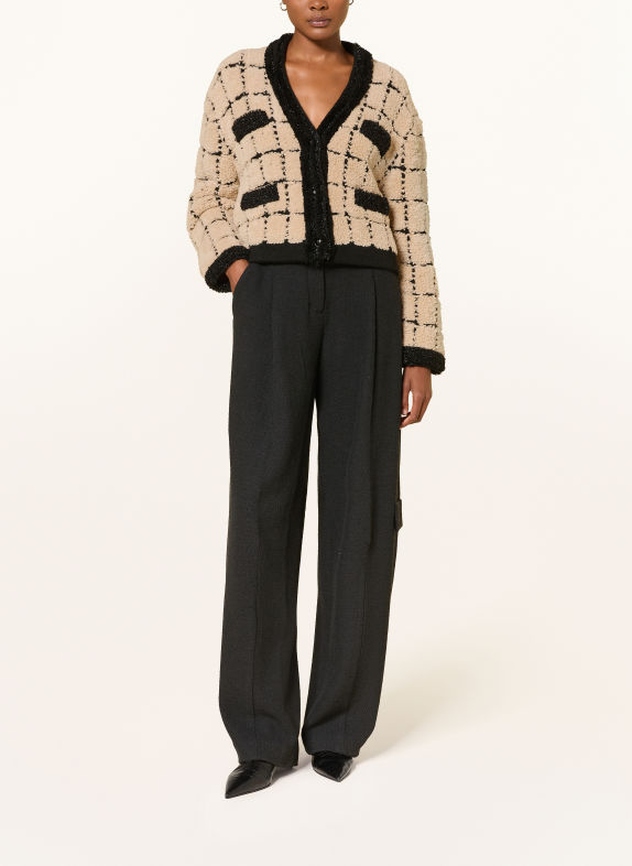 DOROTHEE SCHUMACHER TIMELESS CHIC Cardigan with Alpaca and Glitter Yarn BEIGE / BLACK