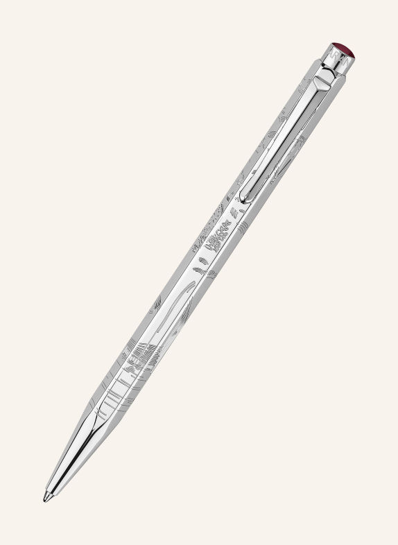 CARAN d'ACHE TOILE DE JOUY Set: ECRIDOR™ Ballpoint pen and Leather Case SILVER / DARK RED / WHITE