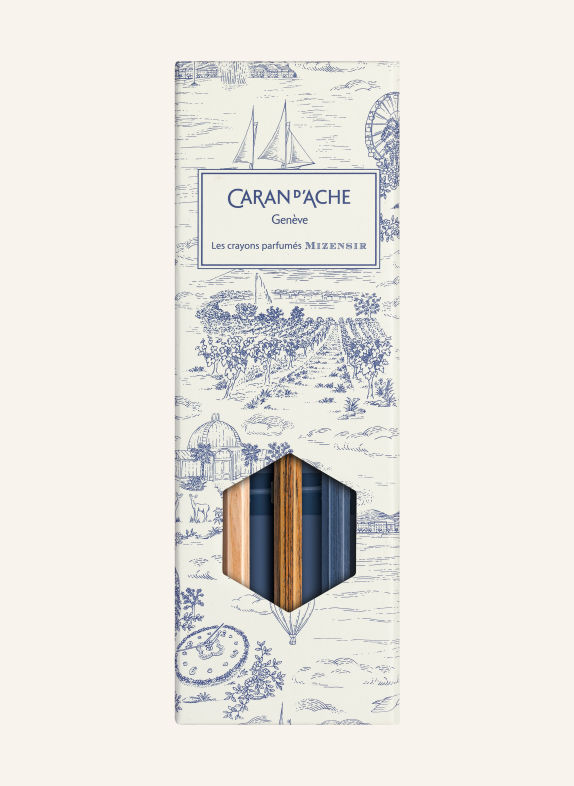 CARAN d'ACHE Set of 3 LA MAISON TOILE DE JOUY Pencils WHITE / BROWN / DARK BLUE