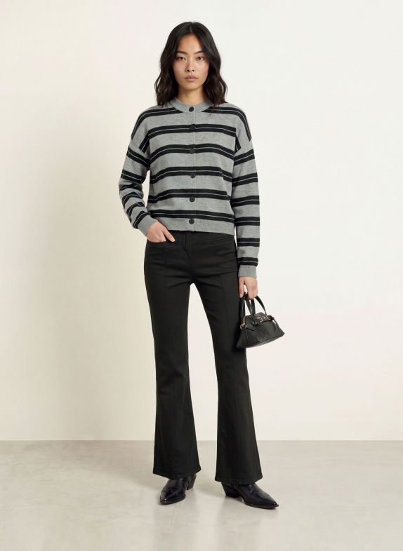 minimum ASSIANA Cardigan with Merino Wool GRAY / BLACK