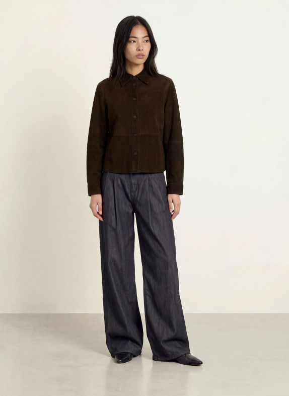 minimum Leder-Overshirt LUCIA DUNKELBRAUN