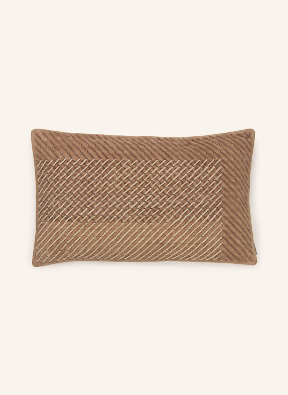 PAD LEATHER WEAVE Decorative cushion cover TAUPE / BROWN / DARK GRAY