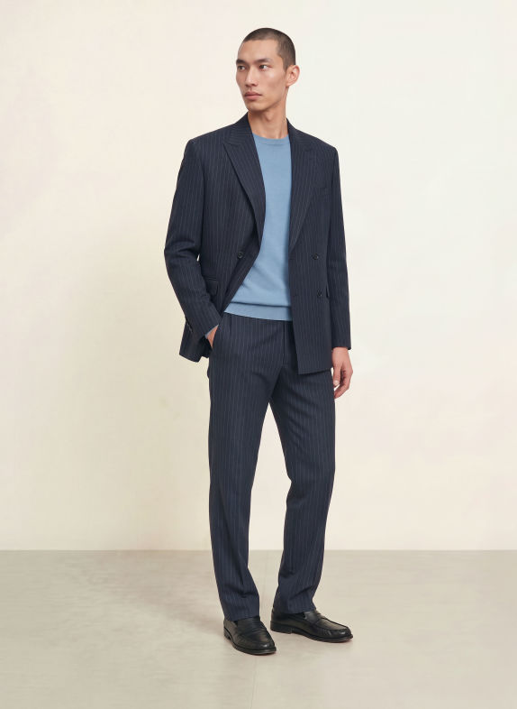 PAUL Oblekové kalhoty Relaxed Fit z džerseju 650 Blue Stripes