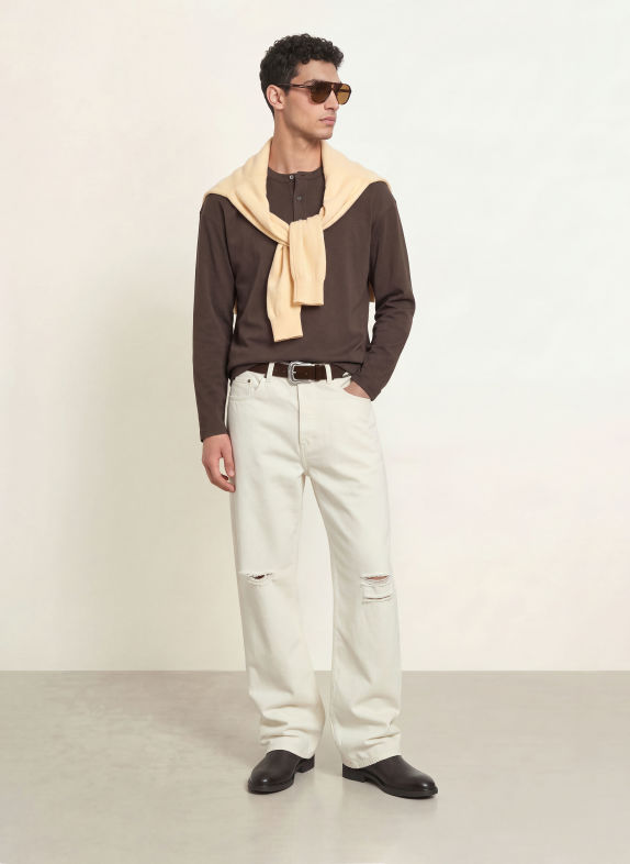 FRAME Henley shirt DARK BROWN