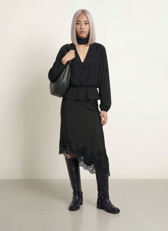 NEO NOIR Schluppenbluse ETTALIE SCHWARZ / WEISS