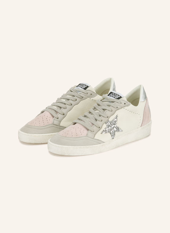 GOLDEN GOOSE Sneakersy BALL STAR ŠEDÁ / RŮŽOVÁ / KRÉMOVÁ