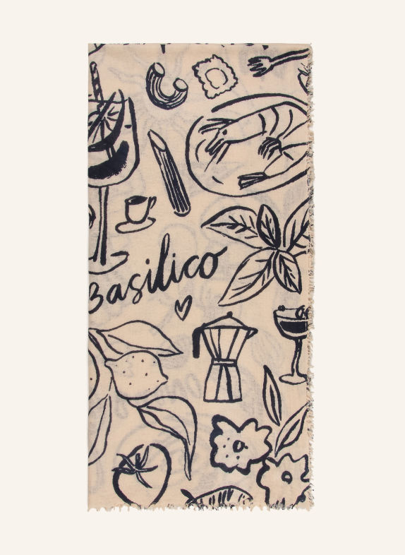 Mouleta Cashmere Scarf CREAM / DARK BLUE