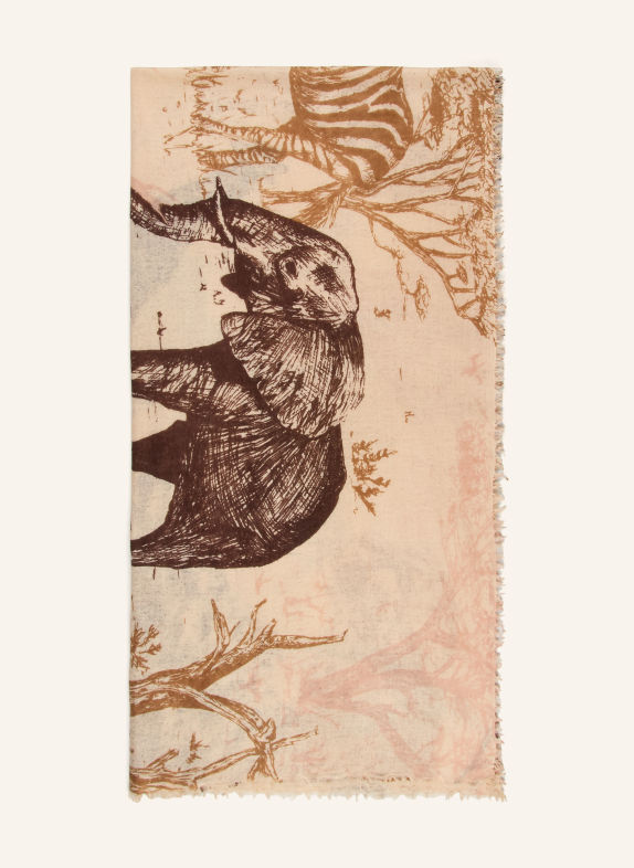 Mouleta Cashmere Scarf BEIGE / DARK RED / LIGHT ORANGE
