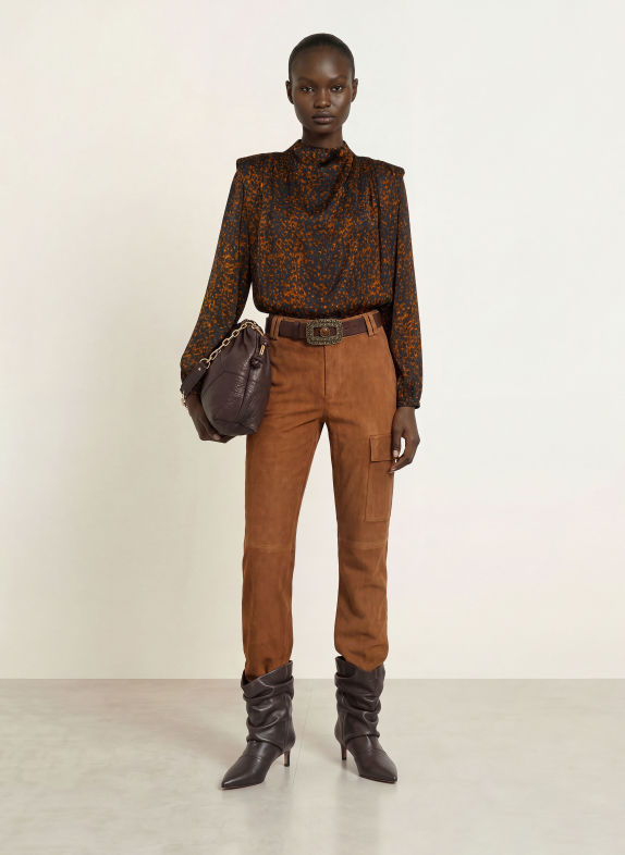 ba&sh Blusenshirt HOPE DUNKELBLAU / COGNAC