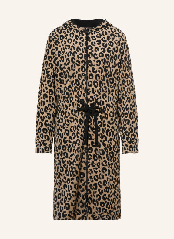 Cawö Peignoir unisexe à capuche BEIGE / NOIR